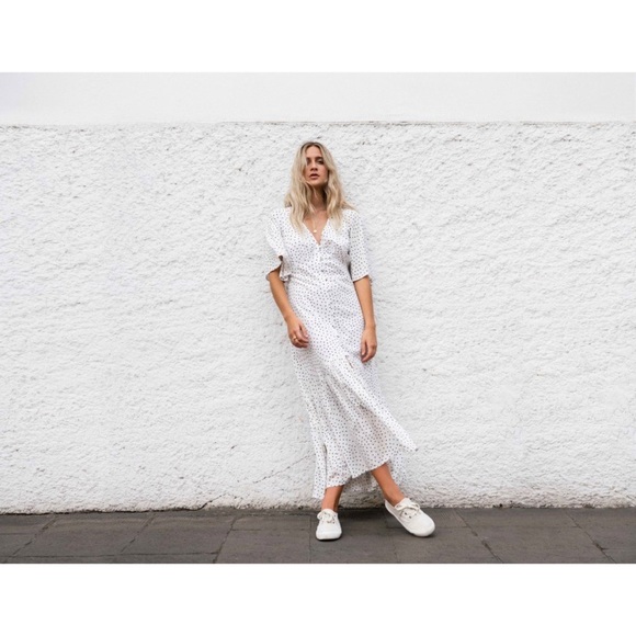 Billabong White Polka Dot Midi Dress - Picture 7 of 13